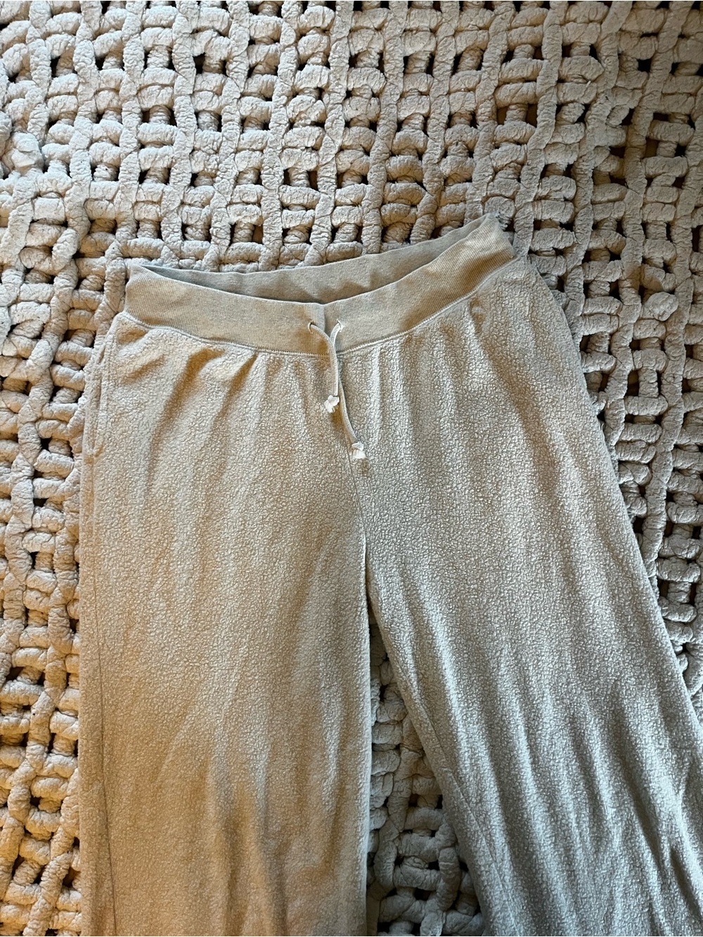 Cozy Drawstring Lounge Pants in Light Beige